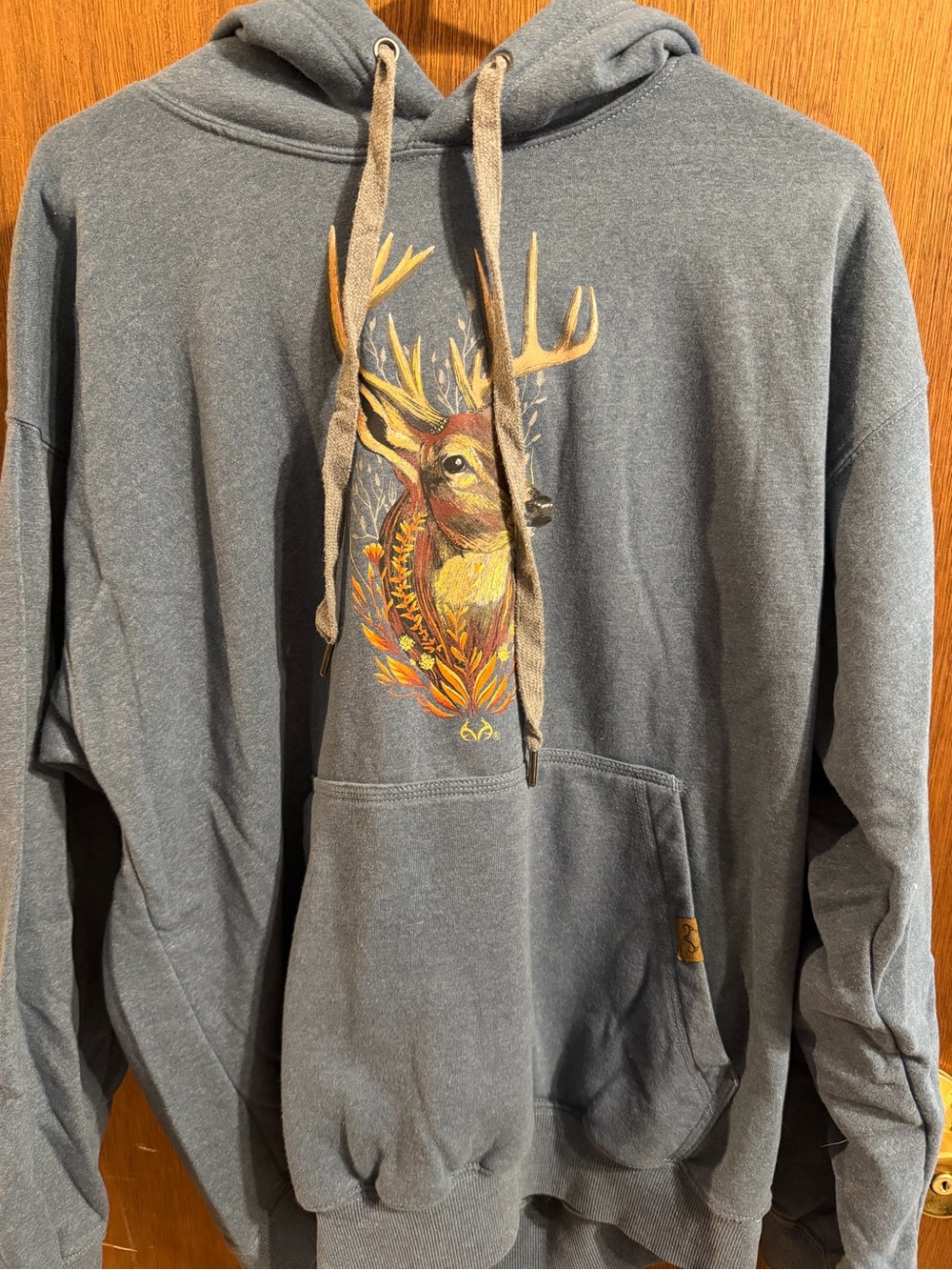 Men's Gray Hooded Sweatshirt with Deer Graphic
